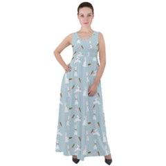 Funny And Funny Hares  And Rabbits In The Meadow Empire Waist Velour Maxi Dress by SychEva