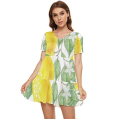Vintage Lemons Tiered Short Sleeve Mini Dress by SomethingForEveryone