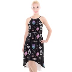 Witch Goth Pastel Pattern High-low Halter Chiffon Dress  by NerdySparkleGoth
