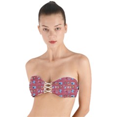 50s Small Print Twist Bandeau Bikini Top by NerdySparkleGoth