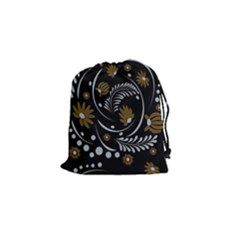 Folk Flowers Pattern Drawstring Pouch (small) by Eskimos