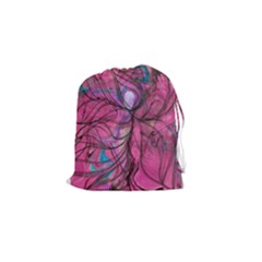 Drawing Petals Drawstring Pouch (small) by kaleidomarblingart