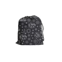 Dark Moon And Stars Drawstring Pouch (small) by AnkouArts