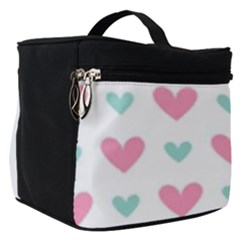 Pink Hearts One White Background Make Up Travel Bag (small) by AnkouArts