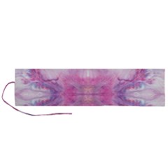 Pink Abstract Repeats Roll Up Canvas Pencil Holder (l) by kaleidomarblingart
