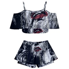 Creepy Head Sculpture Artwork Kids  Off Shoulder Skirt Bikini by dflcprintsclothing