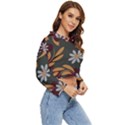 Folk flowers pattern Floral surface design Women s Lightweight Cropped Hoodie View3