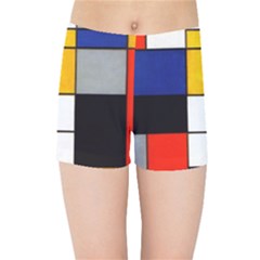 Composition A By Piet Mondrian Kids  Sports Shorts by maximumstreetcouture