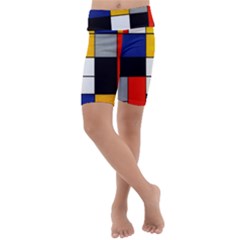 Composition A By Piet Mondrian Kids  Lightweight Velour Cropped Yoga Leggings by maximumstreetcouture