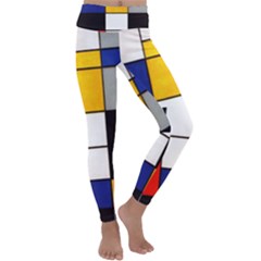 Composition A By Piet Mondrian Kids  Lightweight Velour Classic Yoga Leggings by maximumstreetcouture