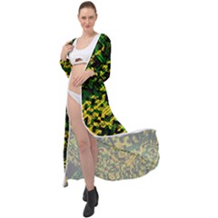 Root Humanity Bar And Qr Code Green And Yellow Doom Maxi Chiffon Beach Wrap by WetdryvacsLair