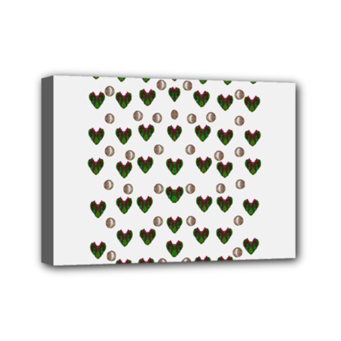 Hearts And Pearls For Love And Plants For Peace Mini Canvas 7  X 5  (stretched) by pepitasart