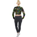 Peacock-feathers-plumage-pattern Long Sleeve Cropped Velvet Jacket View2