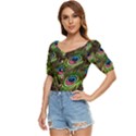 Peacock-feathers-plumage-pattern Button up blouse View2