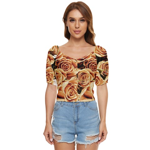 Roses-flowers-bouquet-rose-bloom Button Up Blouse by Sapixe