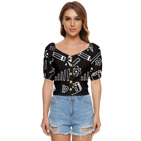 Knowledge-drawing-education-science Button Up Blouse by Sapixe