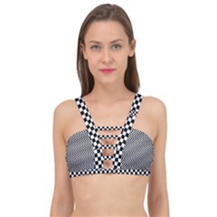 Black And White Checkerboard Background Board Checker Cage Up Bikini Top by Sapixe