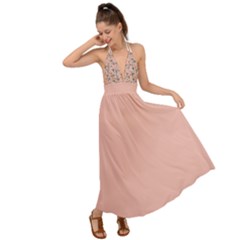 Flower Peach Blossom Backless Maxi Beach Dress by flowerland