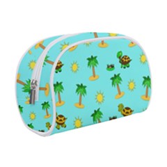 Turtle And Palm On Blue Pattern Make Up Case (small) by Daria3107