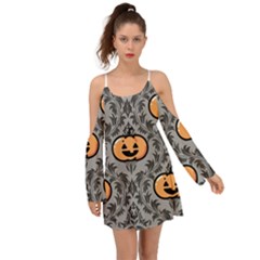 Pumpkin Pattern Kimono Sleeves Boho Dress by NerdySparkleGoth