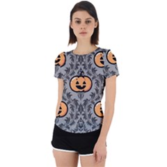Pumpkin Pattern Back Cut Out Sport Tee by NerdySparkleGoth