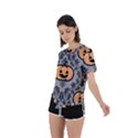 Pumpkin Pattern Asymmetrical Short Sleeve Sports Tee View2