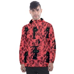 Cat Pattern Men s Front Pocket Pullover Windbreaker by NerdySparkleGoth