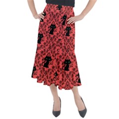 Cat Pattern Midi Mermaid Skirt by NerdySparkleGoth