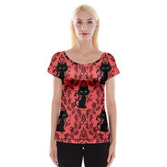 Cat Pattern Cap Sleeve Top by NerdySparkleGoth