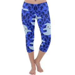 Ghost Pattern Capri Yoga Leggings by NerdySparkleGoth