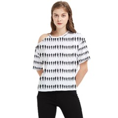 Athletic Running Graphic Silhouette Pattern One Shoulder Cut Out Tee by dflcprintsclothing