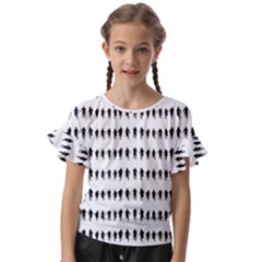 Athletic Running Graphic Silhouette Pattern Kids  Cut Out Flutter Sleeves by dflcprintsclothing