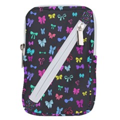 Bows On Black Belt Pouch Bag (small) by Daria3107