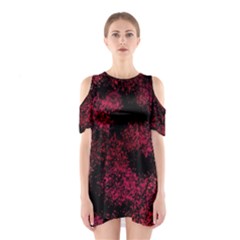 Red Abstraction Shoulder Cutout One Piece Dress by SychEva