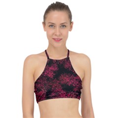 Red Abstraction Racer Front Bikini Top by SychEva