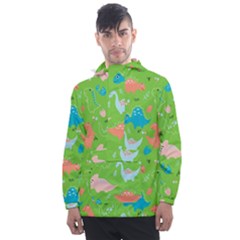 Funny Dinosaur Men s Front Pocket Pullover Windbreaker by SychEva