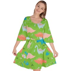 Funny Dinosaur Velour Kimono Dress by SychEva