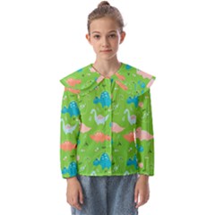 Funny Dinosaur Kids  Peter Pan Collar Blouse by SychEva