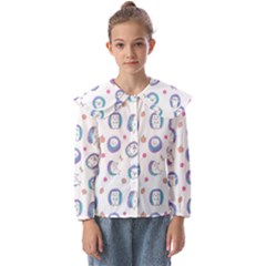 Cute And Funny Purple Hedgehogs On A White Background Kids  Peter Pan Collar Blouse by SychEva