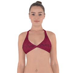 Black Splashes On Red Background Halter Neck Bikini Top by SychEva