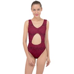 Black Splashes On Red Background Center Cut Out Swimsuit by SychEva