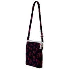 Red Sponge Prints On Black Background Multi Function Travel Bag by SychEva