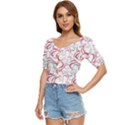 Red And Turquoise Stains On A White Background Button up blouse View2