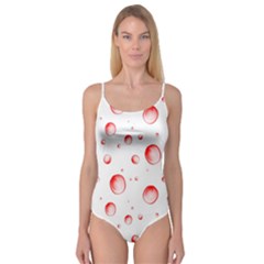 Red Drops On White Background Camisole Leotard  by SychEva