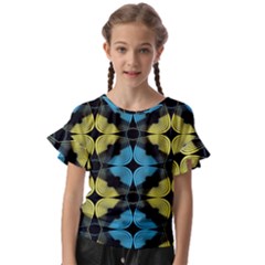 Digital Floral Kids  Cut Out Flutter Sleeves by Sparkle