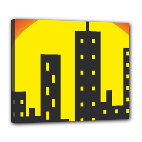 Skyline-city-building-sunset Deluxe Canvas 24  X 20  (stretched) by Sudhe