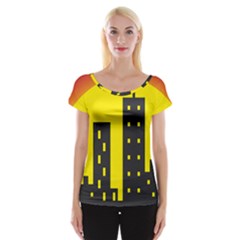 Skyline-city-building-sunset Cap Sleeve Top by Sudhe