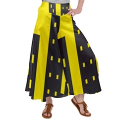 Skyline-city-building-sunset Satin Palazzo Pants by Sudhe
