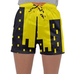 Skyline-city-building-sunset Sleepwear Shorts by Sudhe
