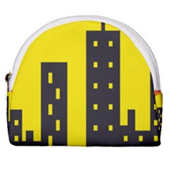 Skyline-city-building-sunset Horseshoe Style Canvas Pouch by Sudhe